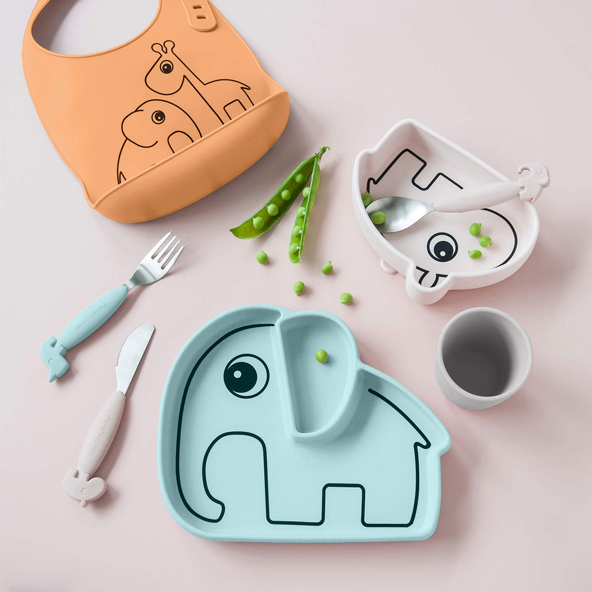 done by deer ダンバイディア ベビー・キッズ食事用エプロン ピーカブー シリコンビブ ( ブルー / 2枚セット )