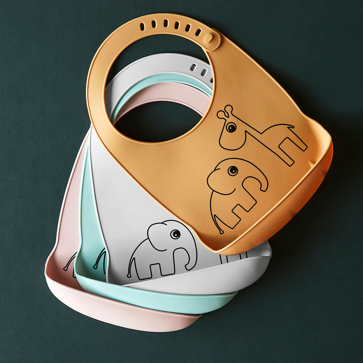 done by deer ダンバイディア ベビー・キッズ食事用エプロン シリコンビブ ( ディアフレンズ / パウダー )