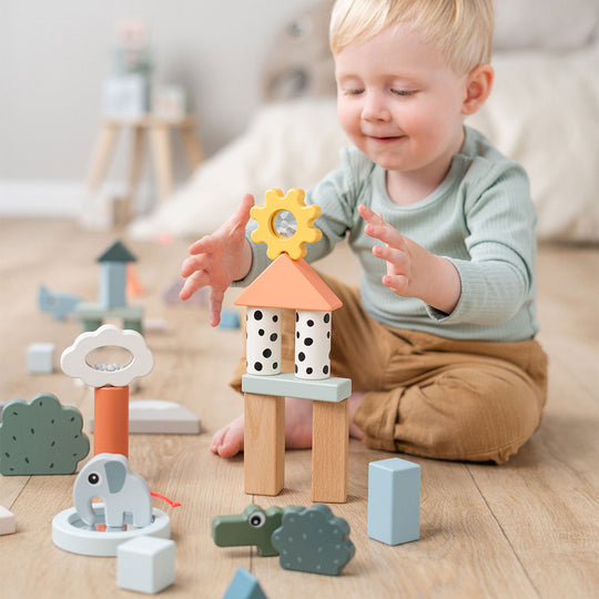 done by deer ダンバイディア 木製知育玩具 ビルディングブロックセット ( ディアフレンズ / 34ピース )