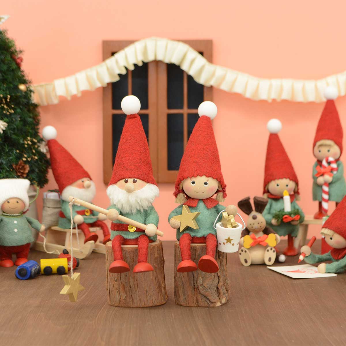 【北欧雑貨オリジナル】NORDIKA nisse ノルディカ ニッセ クリスマス 木製人形 ( 星をあつめるニッセ )