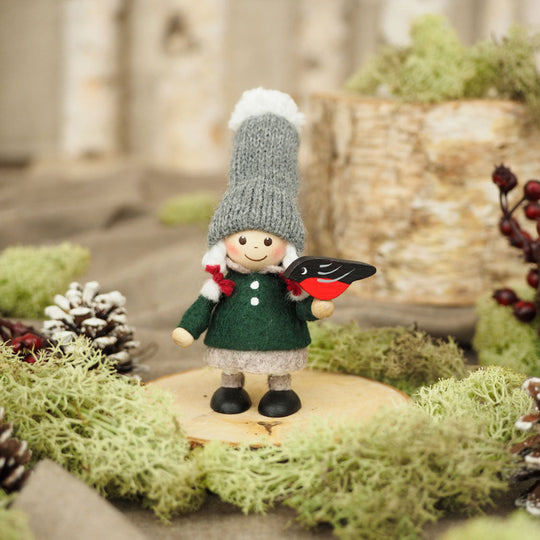 【2025新作】NORDIKA nisse ノルディカ ニッセ クリスマス 木製人形 ( 小鳥と話す女の子 / Nordic Forest )