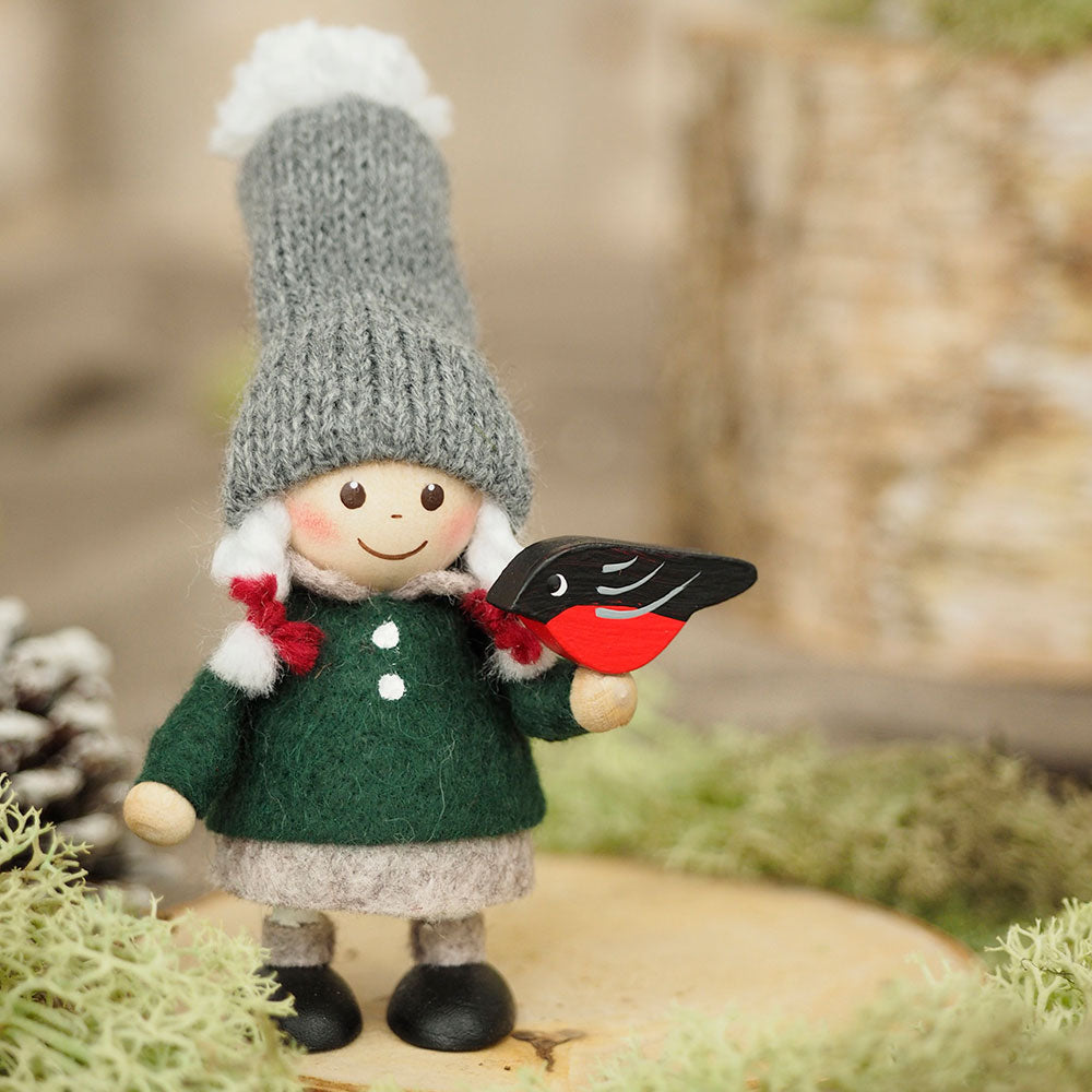 【予約】【2025新作】NORDIKA nisse ノルディカ ニッセ クリスマス 木製人形 ( 小鳥と話す女の子 / Nordic Forest )