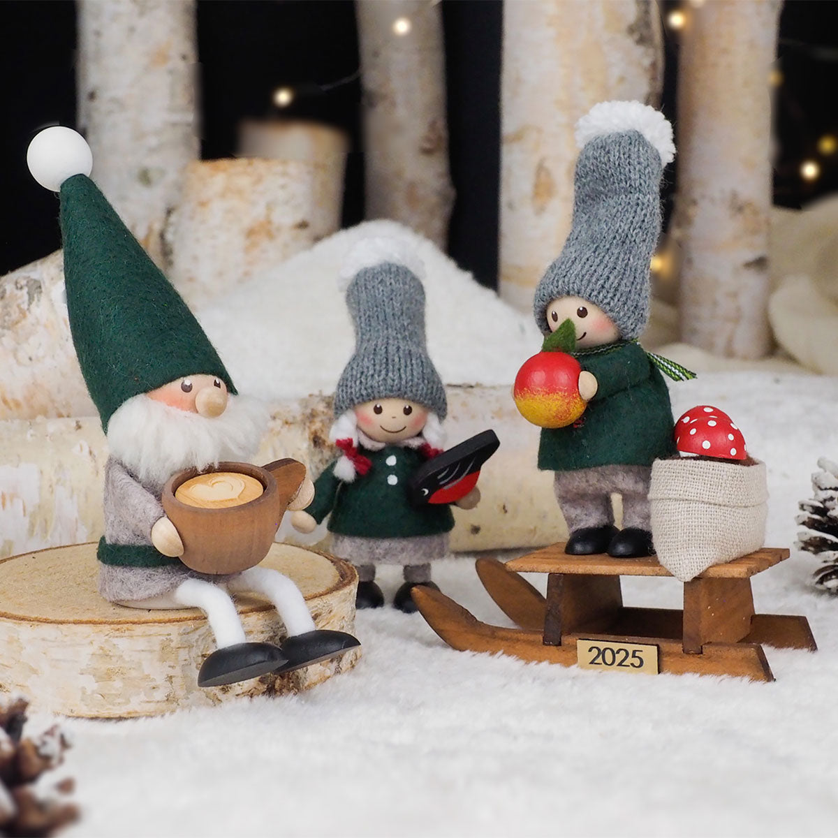 NORDIKA nisse ノルディカ ニッセ クリスマス 木製人形 ( 小鳥と話す