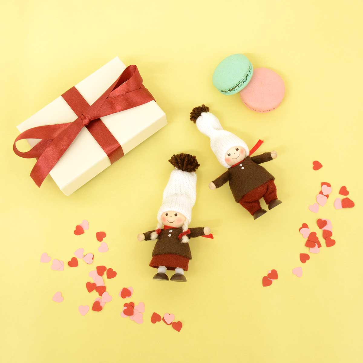 NORDIKA nisse ノルディカ ニッセ クリスマス 木製人形 ( Melty Seriesニット帽の男の子 ＆ ハートセット )