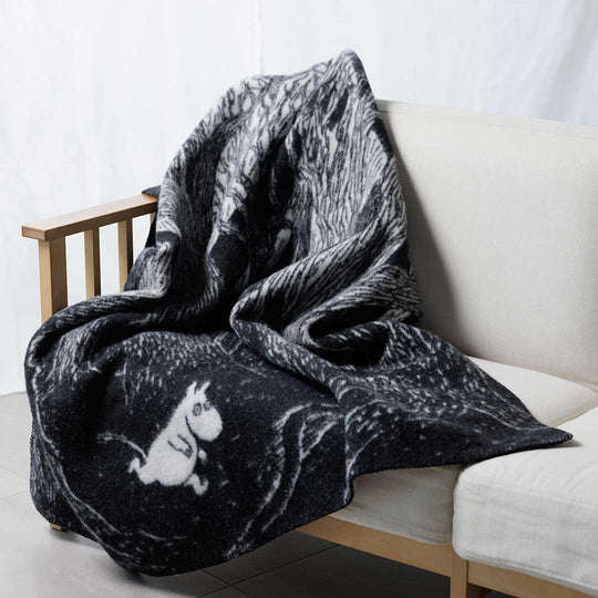 Moomin ムーミン KLIPPAN クリッパン ウールシングルブランケット ( ムーミンオンザラン / 130×180cm / ブラック )