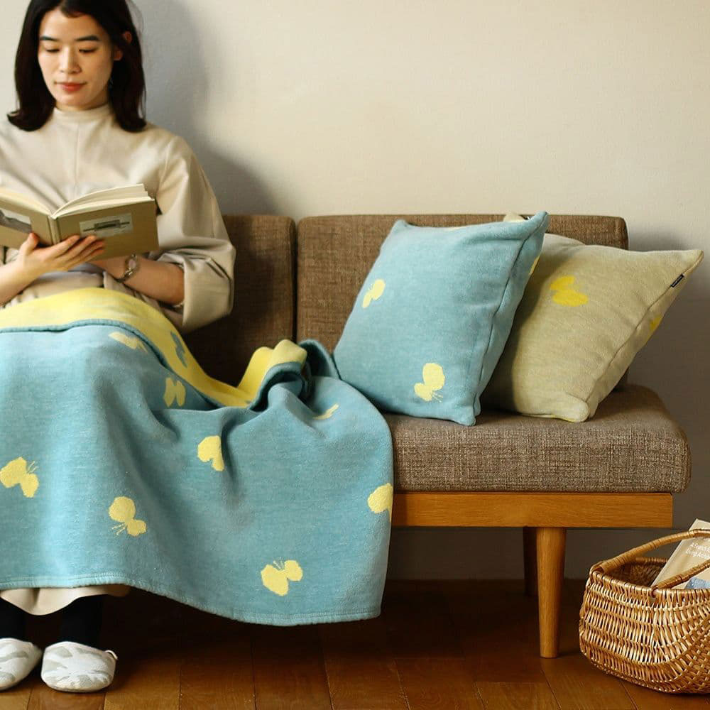 KLIPPAN クリッパン シュニールコットン クッションカバー CHOUCHO ( 45×45cm / ブルー&イエロー )