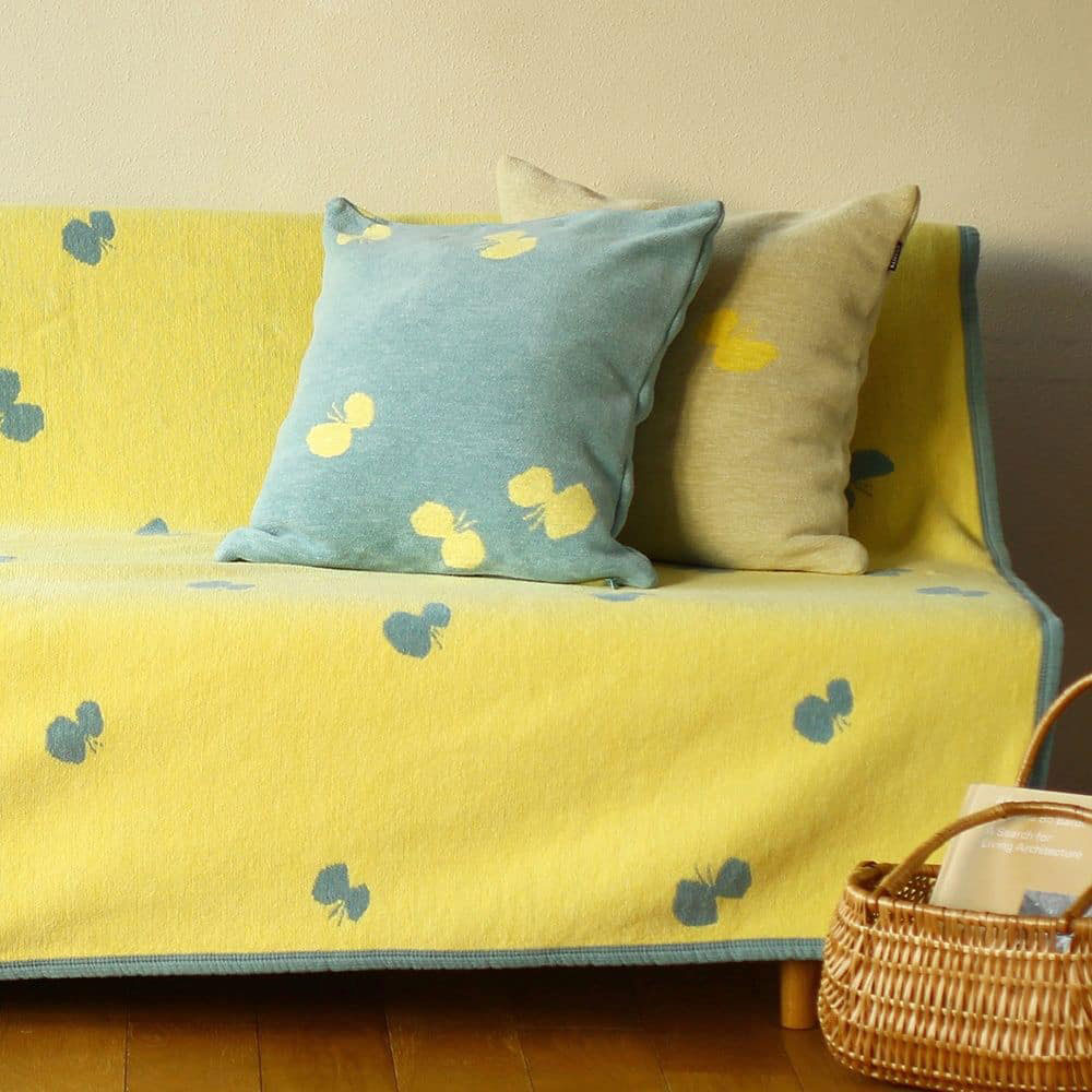KLIPPAN クリッパン シュニールコットン クッションカバー CHOUCHO ( 45×45cm / ブルー&イエロー )