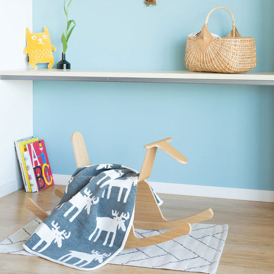 KLIPPAN クリッパン シュニールコットン ミニブランケット ベングトのムース ( 70×90cm / ダークグレー )