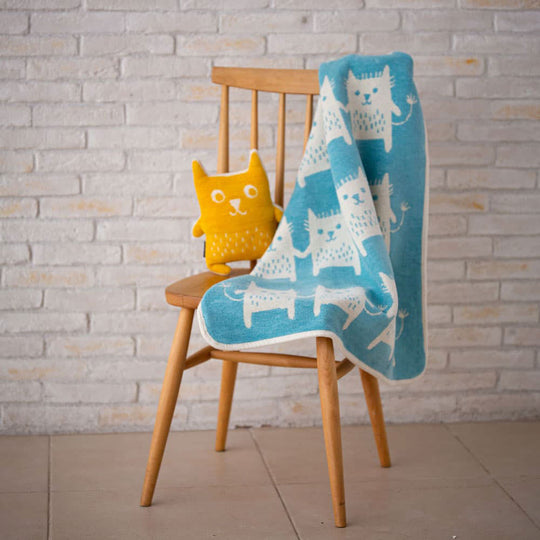 KLIPPAN クリッパン シュニールコットン ミニブランケット ボブキャット ( 70×90cm / ターコイズ )