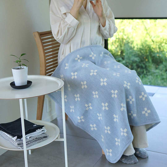 KLIPPAN クリッパン シュニールコットン ミニブランケット シャーンスンド ( 70×90cm / ライトブルー )