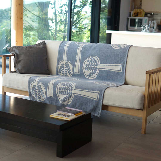 KLIPPAN クリッパン シュニールコットン ハーフブランケット FOREST SPOON ( 90×140cm / ブルー )