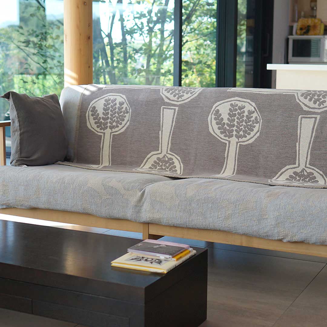 KLIPPAN クリッパン シュニールコットン ハーフブランケット FOREST SPOON ( 90×140cm / グレージュ )