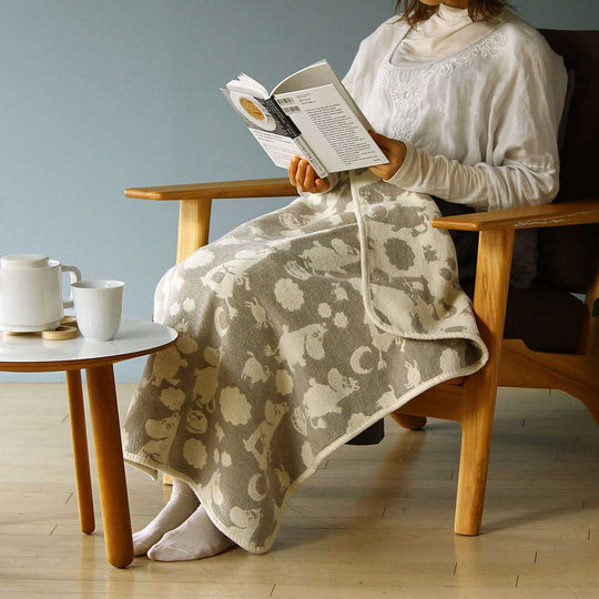 Moomin ムーミン KLIPPAN クリッパン シュニールコットン ミニブランケット ピルビ＆ムーミン ( 70×90cm / エクリュ )