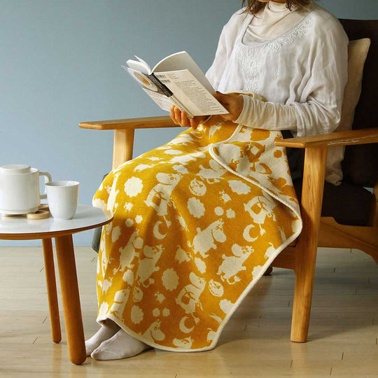 Moomin ムーミン KLIPPAN クリッパン シュニールコットン ミニブランケット ピルビ＆ムーミン ( 70×90cm / サニーイエロー )