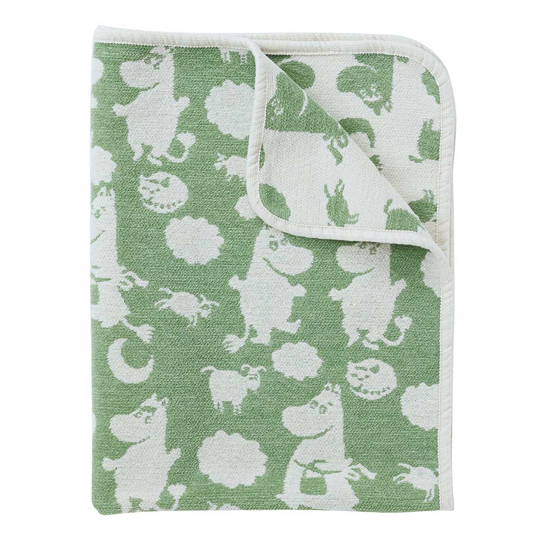 Moomin ムーミン KLIPPAN クリッパン シュニールコットン ミニブランケット ピルビ＆ムーミン ( 70×90cm / セージグリーン )