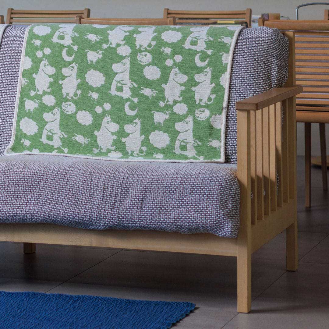 Moomin ムーミン KLIPPAN クリッパン シュニールコットン ミニブランケット ピルビ＆ムーミン ( 70×90cm / セージグリーン )