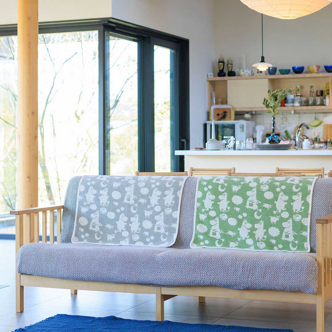 Moomin ムーミン KLIPPAN クリッパン シュニールコットン ミニブランケット ピルビ＆ムーミン ( 70×90cm / セージグリーン )