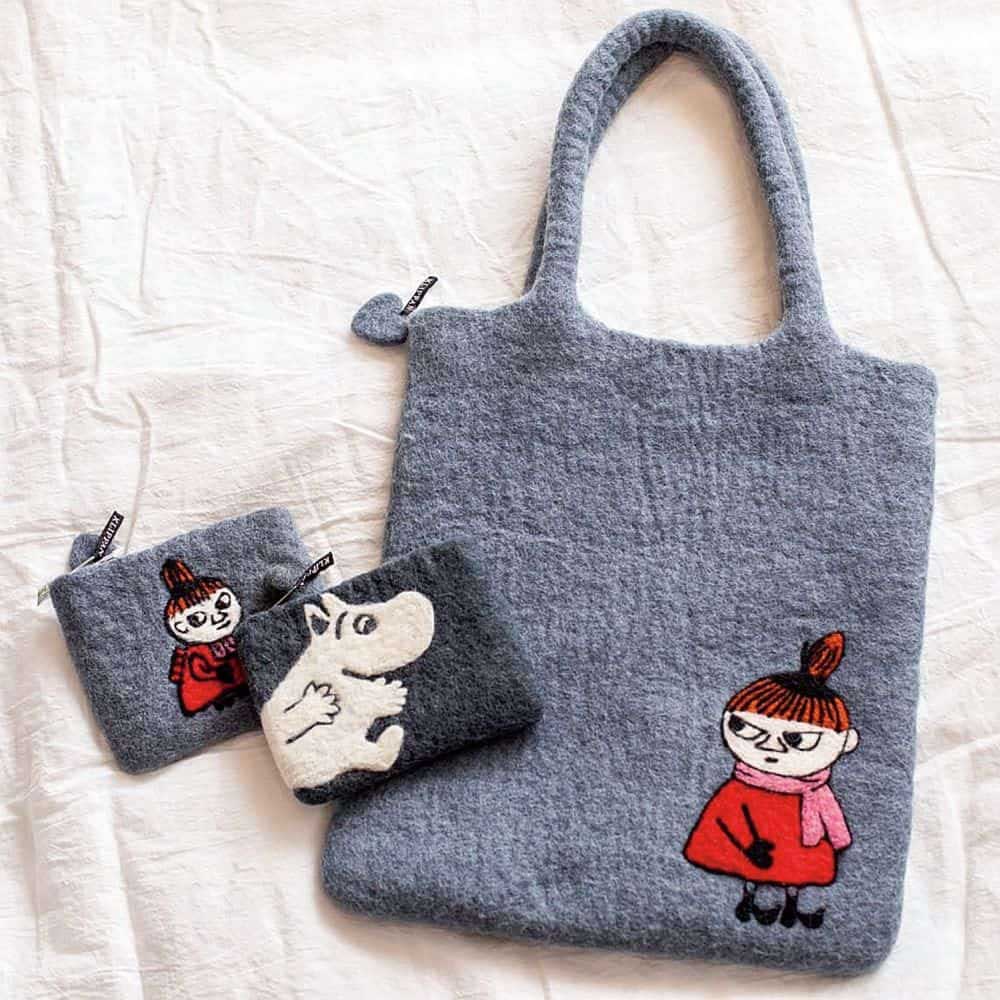 Moomin ムーミン KLIPPAN クリッパン フェルトバッグ ( スニーキーミイ / グレー )