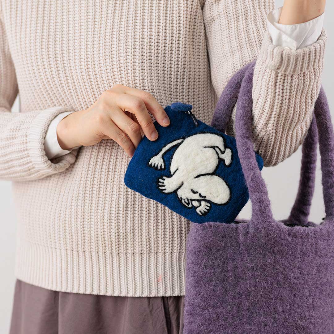 Moomin ムーミン KLIPPAN クリッパン フェルトポーチ ( ムーミン アップアンドダウン / ブルー )