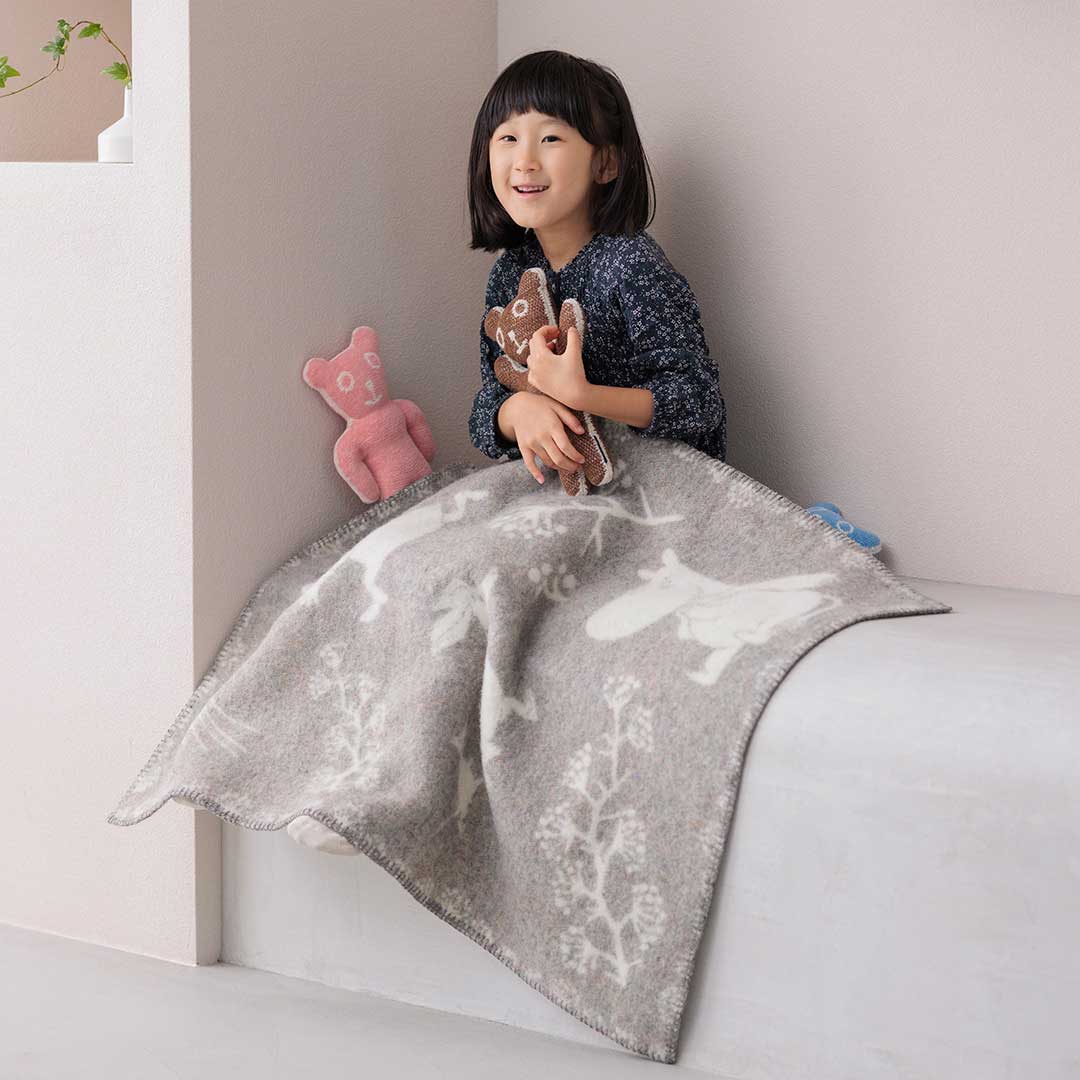 Moomin ムーミン KLIPPAN クリッパン ウールミニブランケット ( ムーミン ウィンターランド / 65×90cm / グレー )