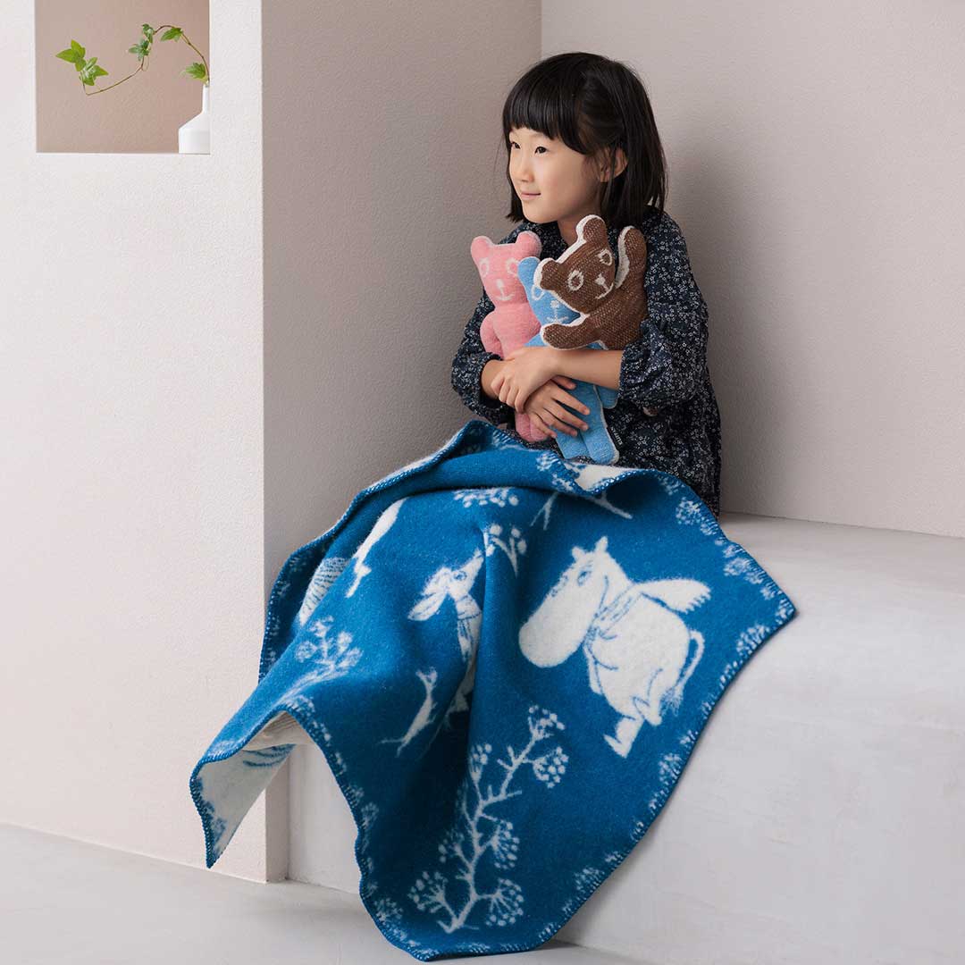 Moomin ムーミン KLIPPAN クリッパン ウールミニブランケット ( ムーミン ウィンターランド / 65×90cm / ディープブルー )