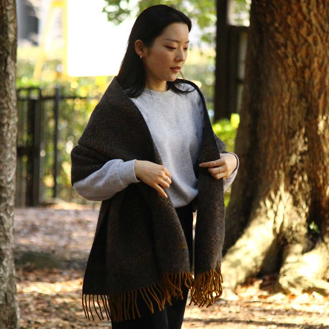 KLIPPAN クリッパン ウールストール ZIGZAG ( 65×200cm / ダークブラウン )