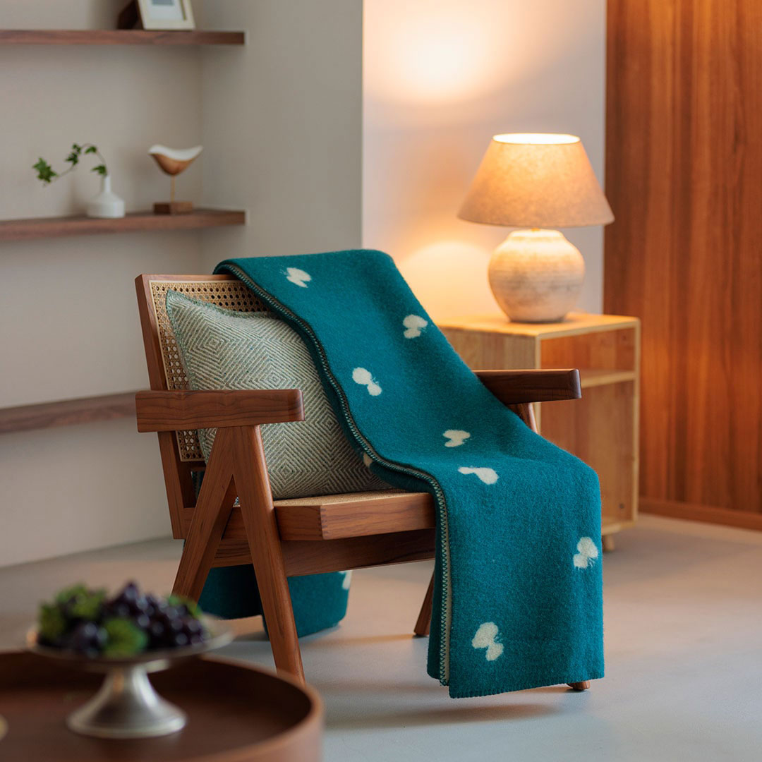 KLIPPAN クリッパン ウールシングルブランケット CHOUCHO ( 130×180cm / ブルーグリーン )