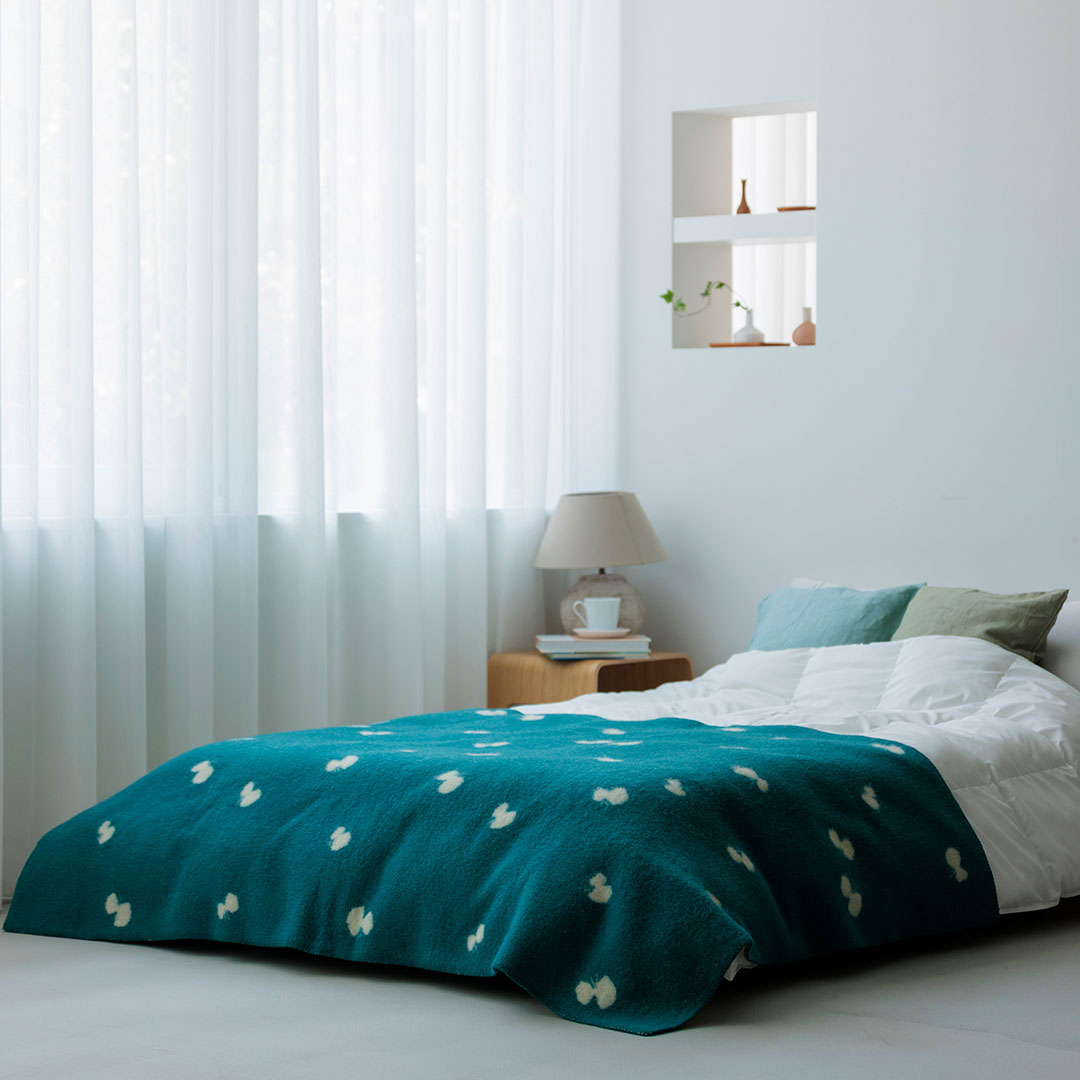 KLIPPAN クリッパン ウールシングルブランケット CHOUCHO ( 130×180cm / ブルーグリーン )