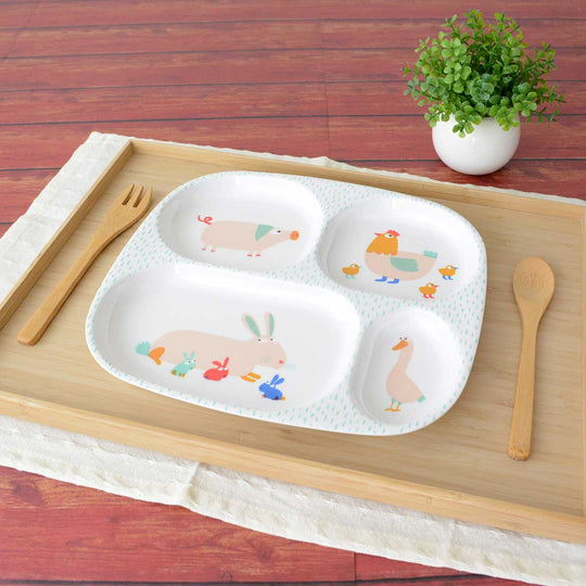 Petit Jour Paris プティジュールパリ メラミン4コンパートメントトレイ ( ファーム )