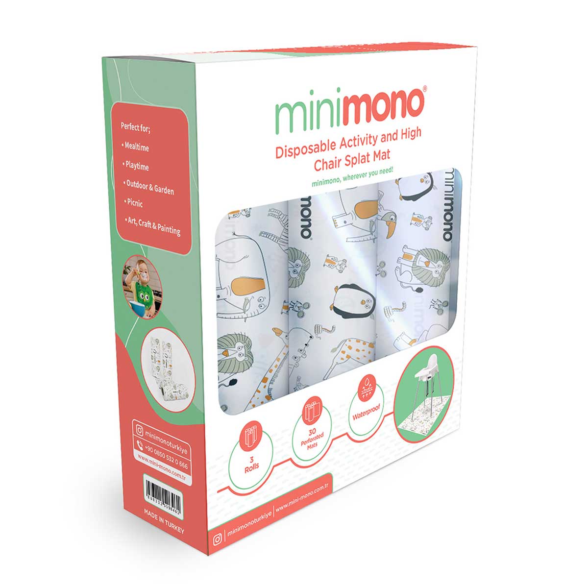minimono ミニモノ 防水おたすけシート 3柄セット( 10回分×3 ロール )