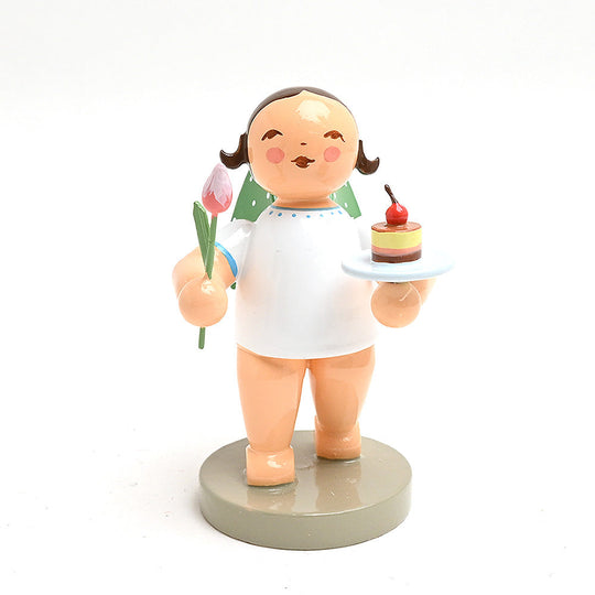 Wendt & K&uuml;hn ヴェント & キューン 木製人形ケーキとチューリップを持つ天使