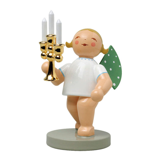 Wendt & K&uuml;hn ヴェント & キューン木製人形 ゴールドエディション ( キャンドルスタンドを持つ天使 )