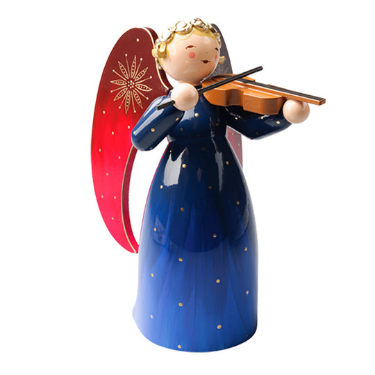 Wendt & K&uuml;hn ヴェント & キューン 木製人形バイオリンを弾くグラデーションドレスの天使 ( ブルー )