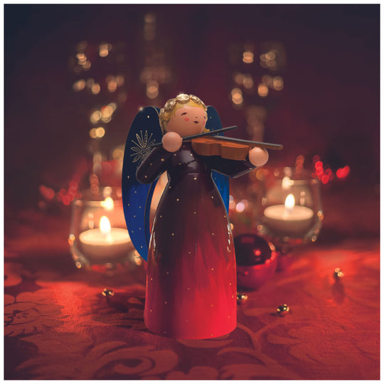 Wendt & K&uuml;hn ヴェント & キューン木製人形 バイオリンを弾くグラデーションドレスの天使 ( レッド )