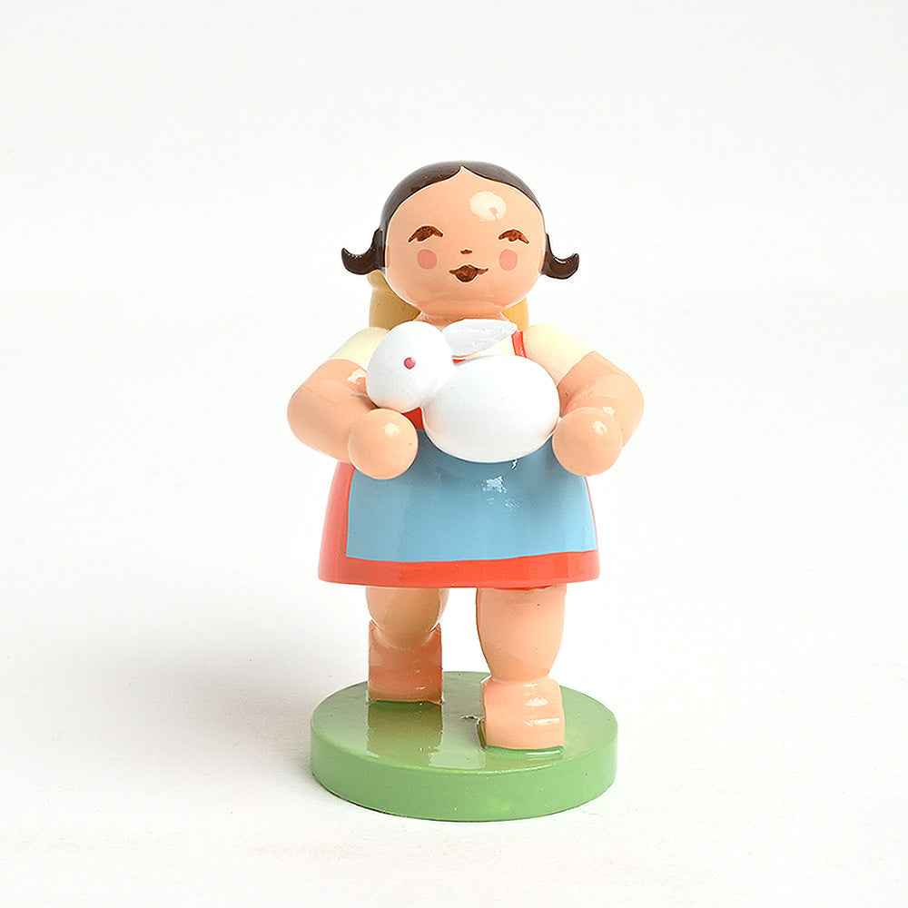 Wendt & Kuhn ヴェント & キューン 木製人形ブロッサムフレンズ ( うさぎを可愛がる女の子 )