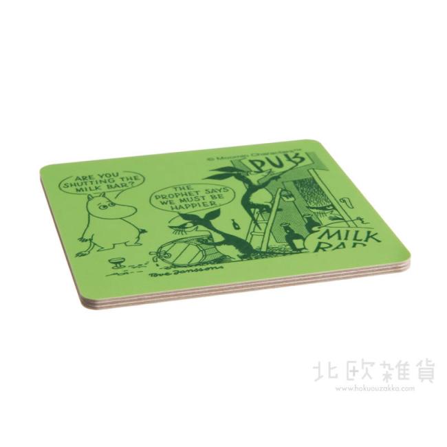 Moomin ムーミン Opto Design オプトデザイン 木製コースター ( Milkbar / 9×9cm )