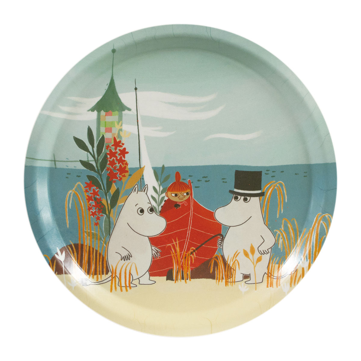 Moomin ムーミン Opto Design オプトデザイン 木製ラウンドトレイ M ( ムーミンビーチ ボート )