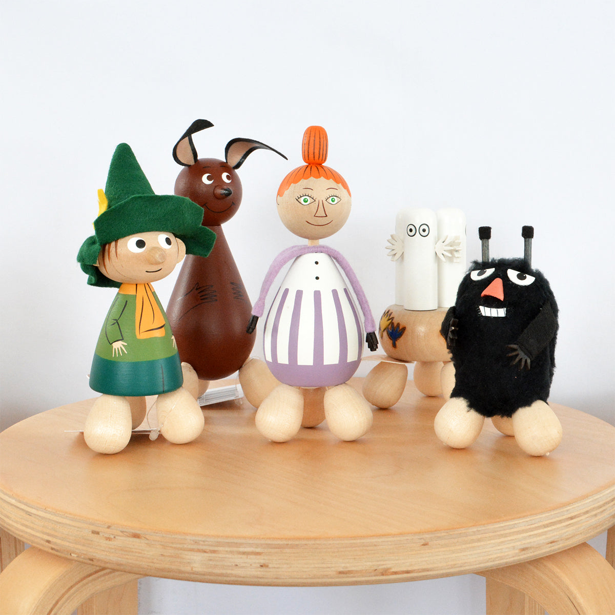 ムーミン　木製置物　つぼ押し　６個セット Moomin ムーミン Puulelut プーレルット 木製手描き人形 つぼ押し