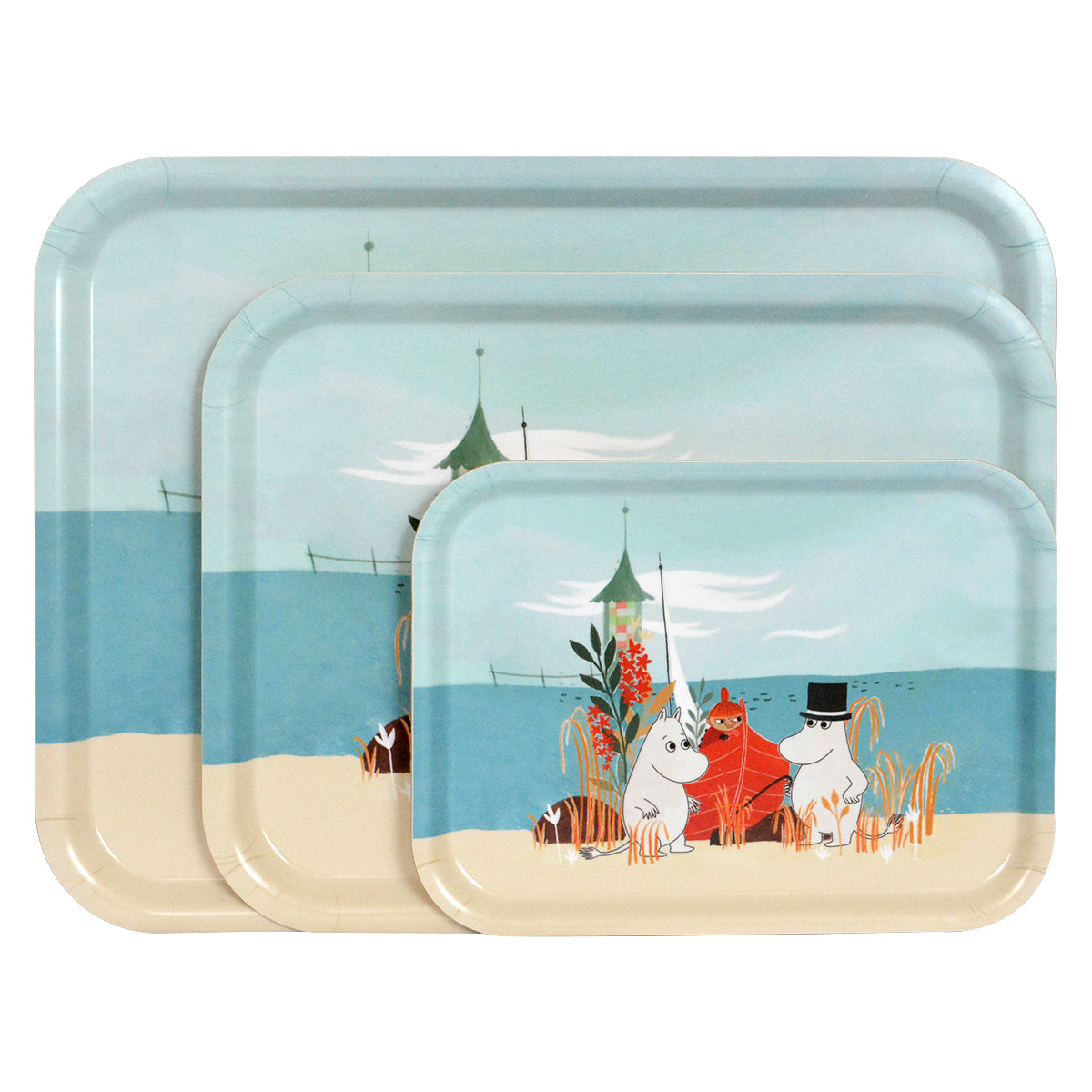 Moomin ムーミン Opto Design オプトデザイン 木製トレイ L ( #OURSEA / 43×33cm)