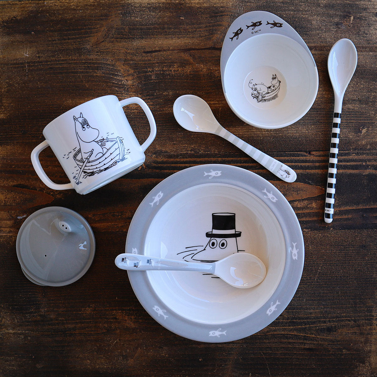 Moomin ムーミン ratt start ラットスタート 吸盤付きメラミンボウル ( ムーミン / グレー )
