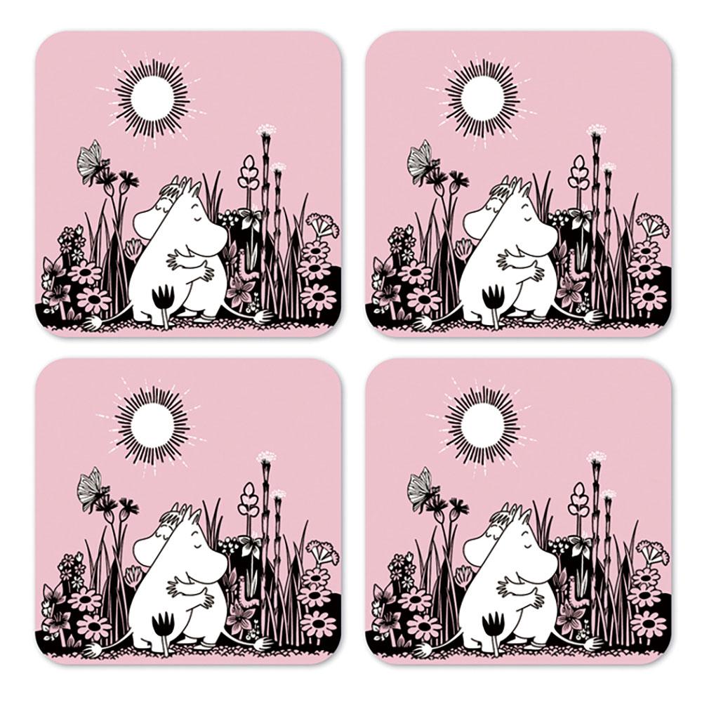 Moomin ムーミン OPTO DESIGN オプトデザイン 木製コースター4枚セット ( ハグ )