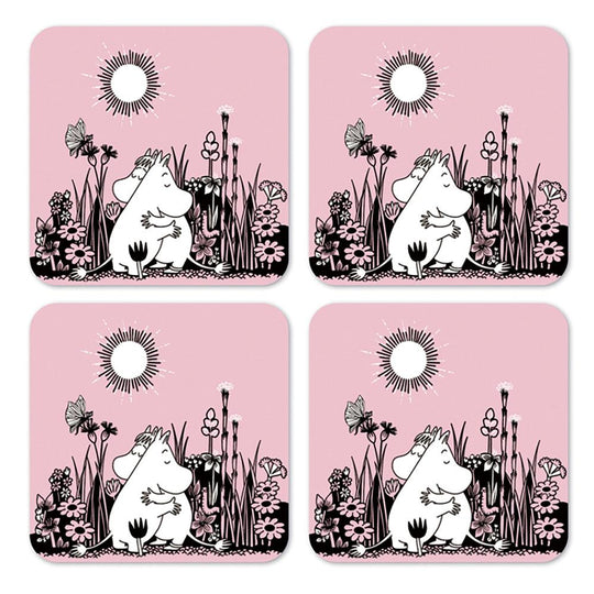 Moomin ムーミン Opto Design オプトデザイン 木製コースター4枚セット ( ハグ )