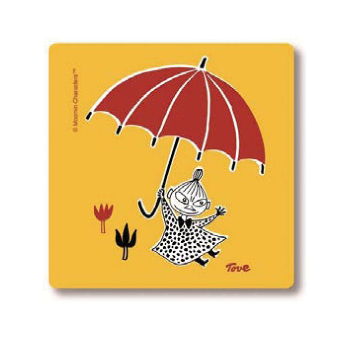 Moomin ムーミン Opto Design オプトデザイン 木製コースター ( Little My Umbrella Yellow / 9×9cm )