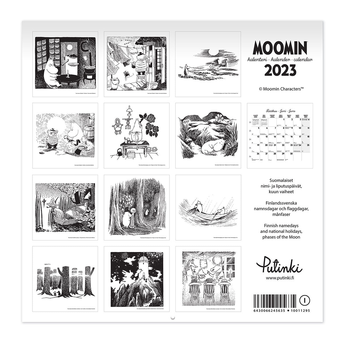 【50%OFF】Moomin ムーミン Putinki プティンキ 壁掛けカレンダー 2023年 ( 30×30cm )【セール】