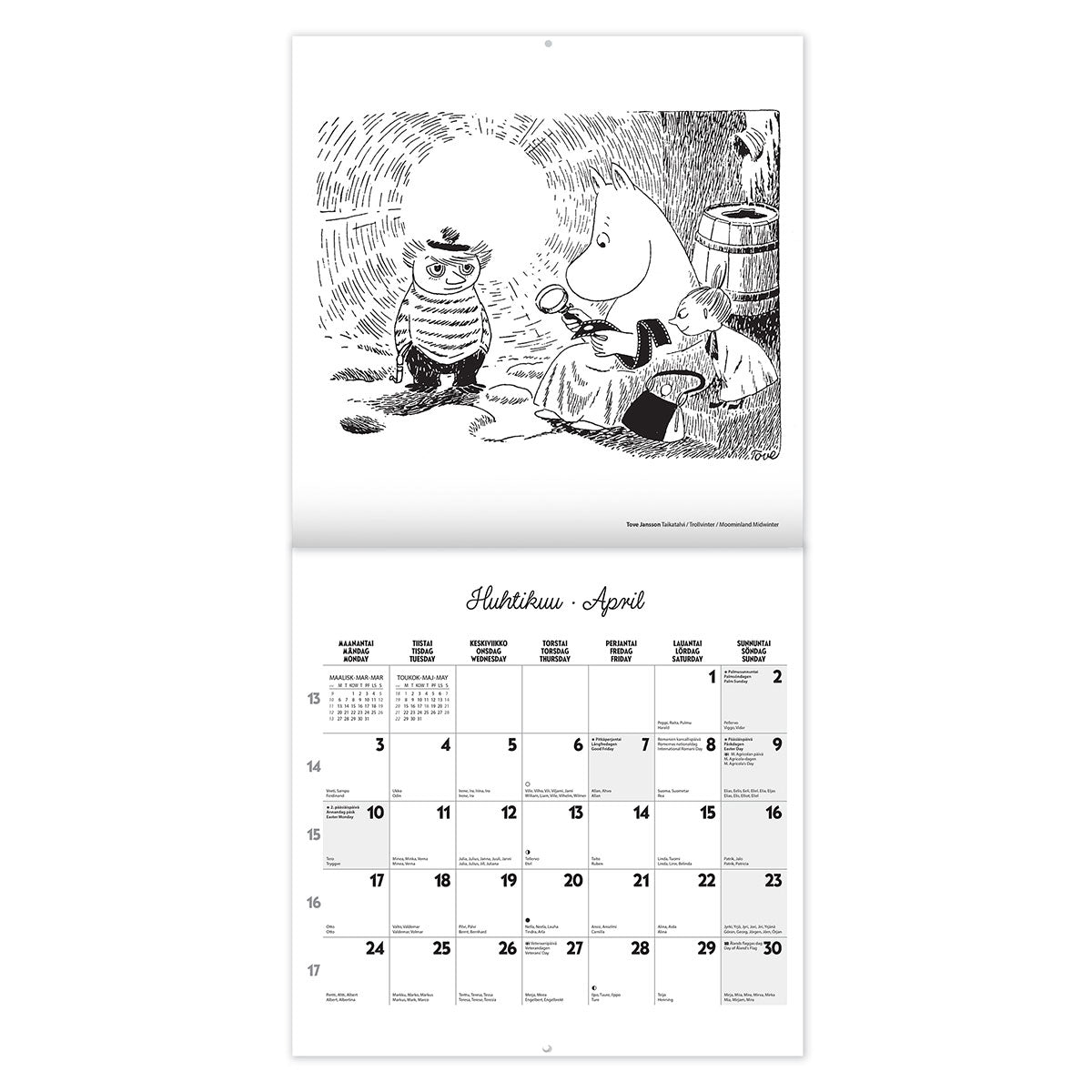 【50%OFF】Moomin ムーミン Putinki プティンキ 壁掛けカレンダー 2023年 ( 30×30cm )【セール】