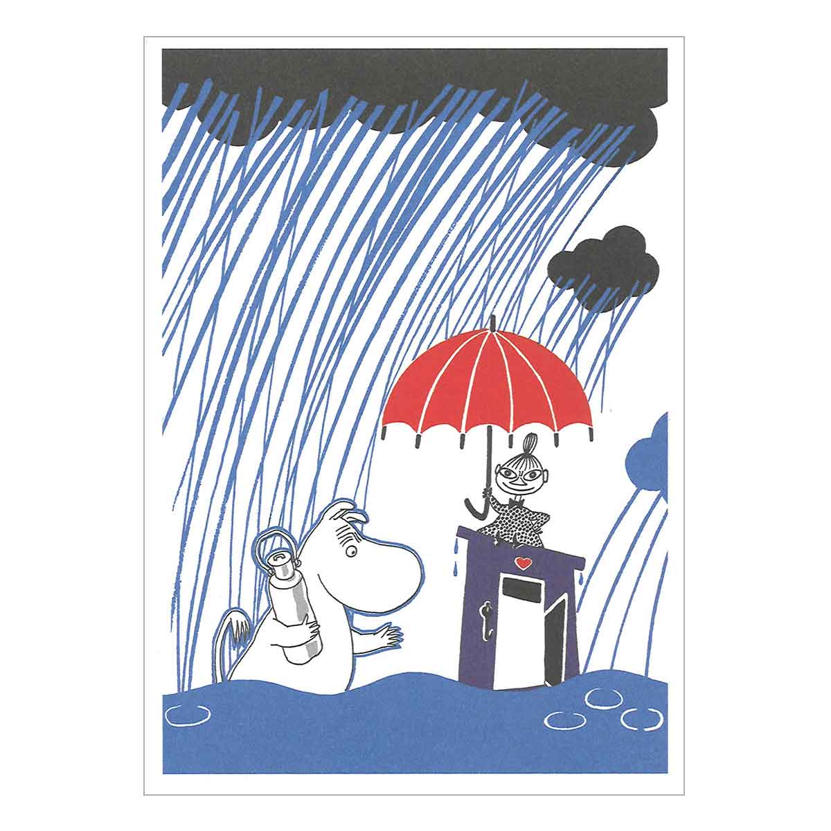 Moomin ムーミン Karto カルト ポストカード ( 大雨の中のムーミンとリトルミイ )