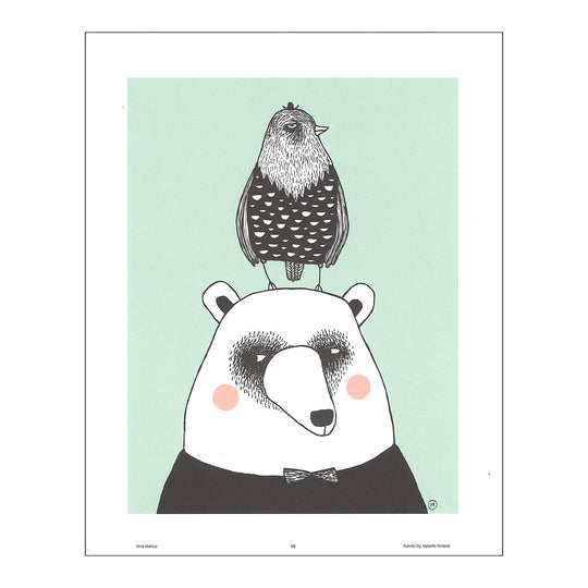 PUTINKI プティンキ ミニプリント Mira Mallius ミラ・マリウス ( クマとトリ グリーン )