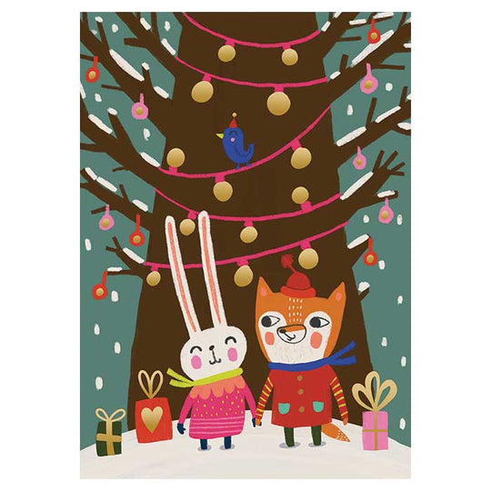 Putinki プティンキ クリスマスポストカード ( Mira Mallius / なかよしウサギとキツネ )
