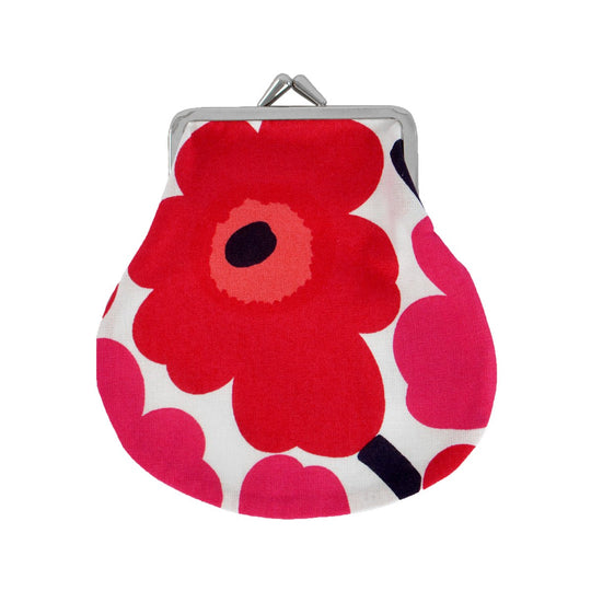 marimekko マリメッコ Mini Unikko ミニ・ウニッコ Pieni Kukkaro がま口ポーチ ( ホワイト×レッド )