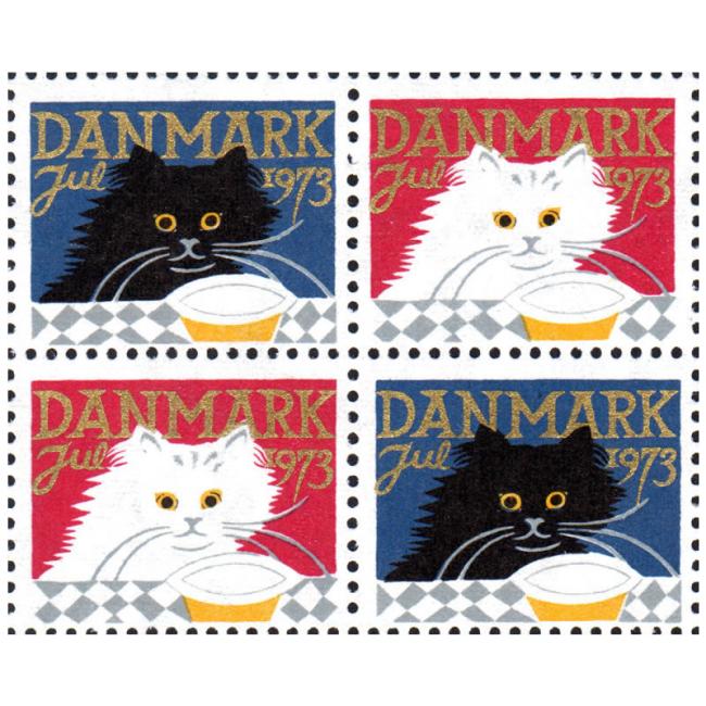 Danish Christmas Seals デンマーク クリスマス シール（1973年/4枚カット）